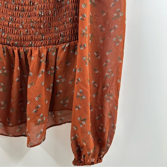 Aeropostale Burnt Orange Floral Top – Size Small - Picture 3 of 5